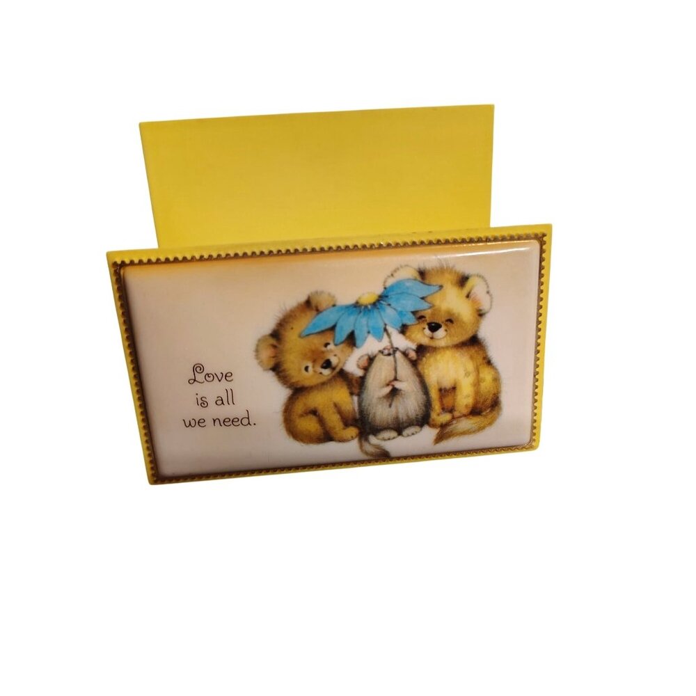 Vintage Springbok Hallmark Letter Napkin Holder Love All We Need Kitsch Yellow
